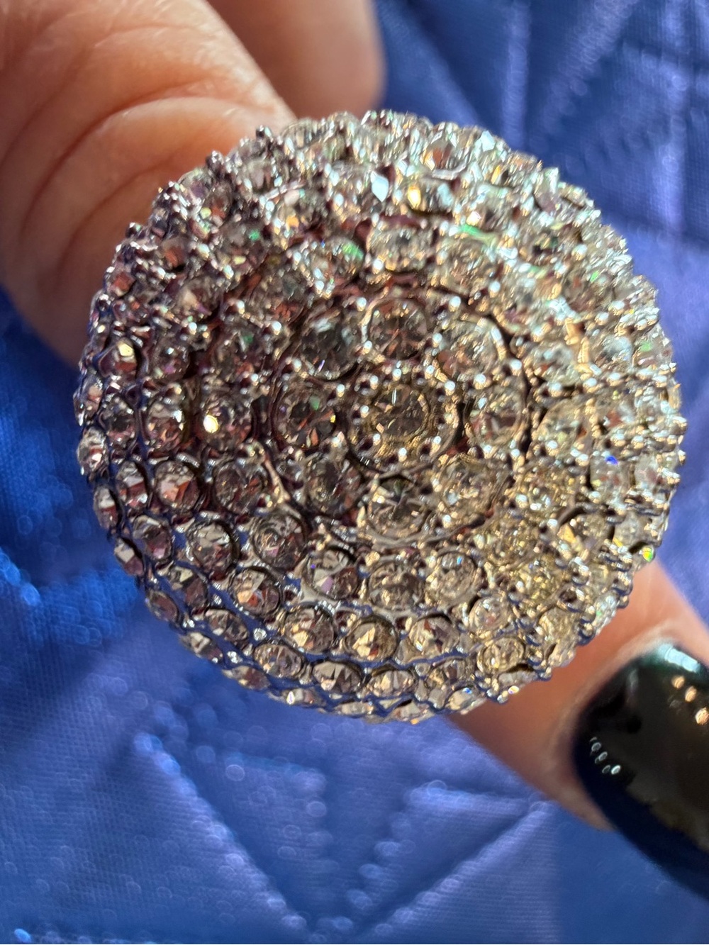 Park Lane Silver-Tone Sparkling Round Statement Ring – Size 7 Exclusive